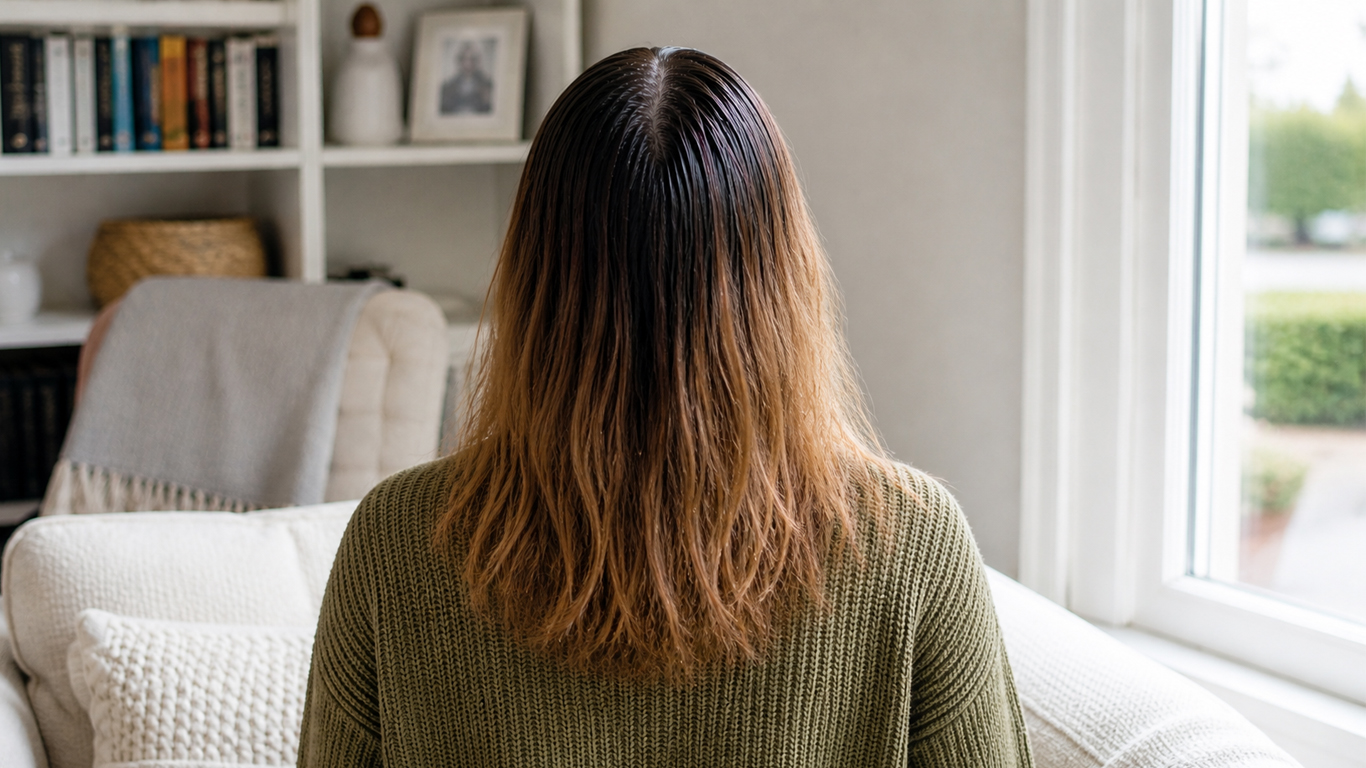Oily roots and dry ends hair