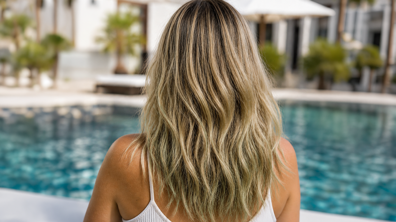 Blonde hair turned green after swimming in a pool