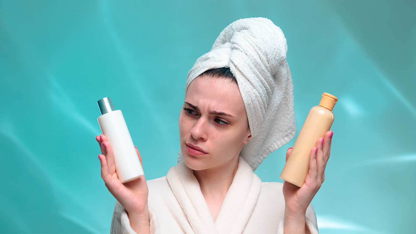 Applying conditioner to the ends of long hair for a softer, shinier finish.